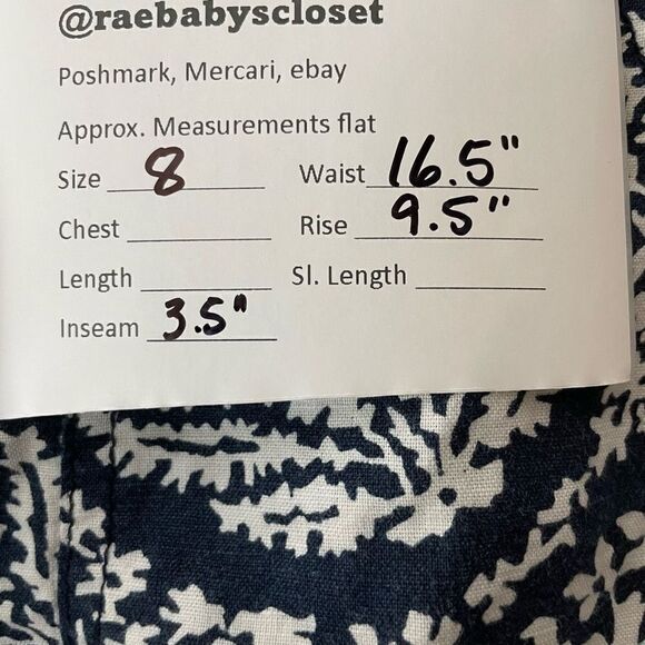 Gap Navy White Paisley Floral Linen Blend Mid-Rise Chino Shorts Size 8 - Picture 5 of 5